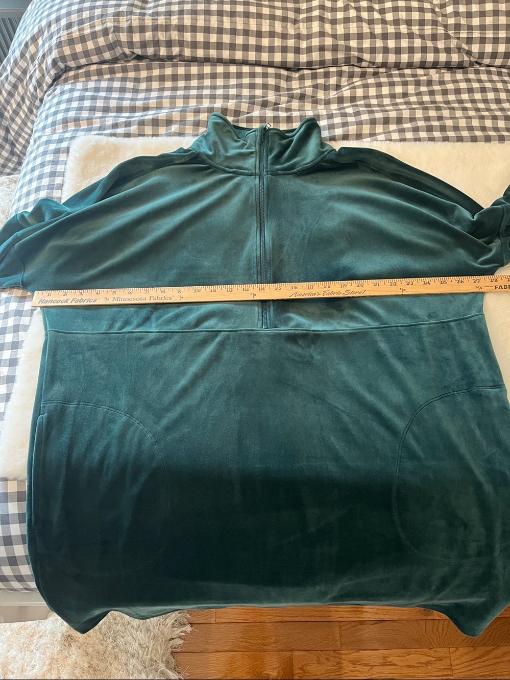 Anthropologie Saturday Sunday Rosalind Velvet Tunic Dress Teal w/ Pockets Size L - Picture 11 of 15